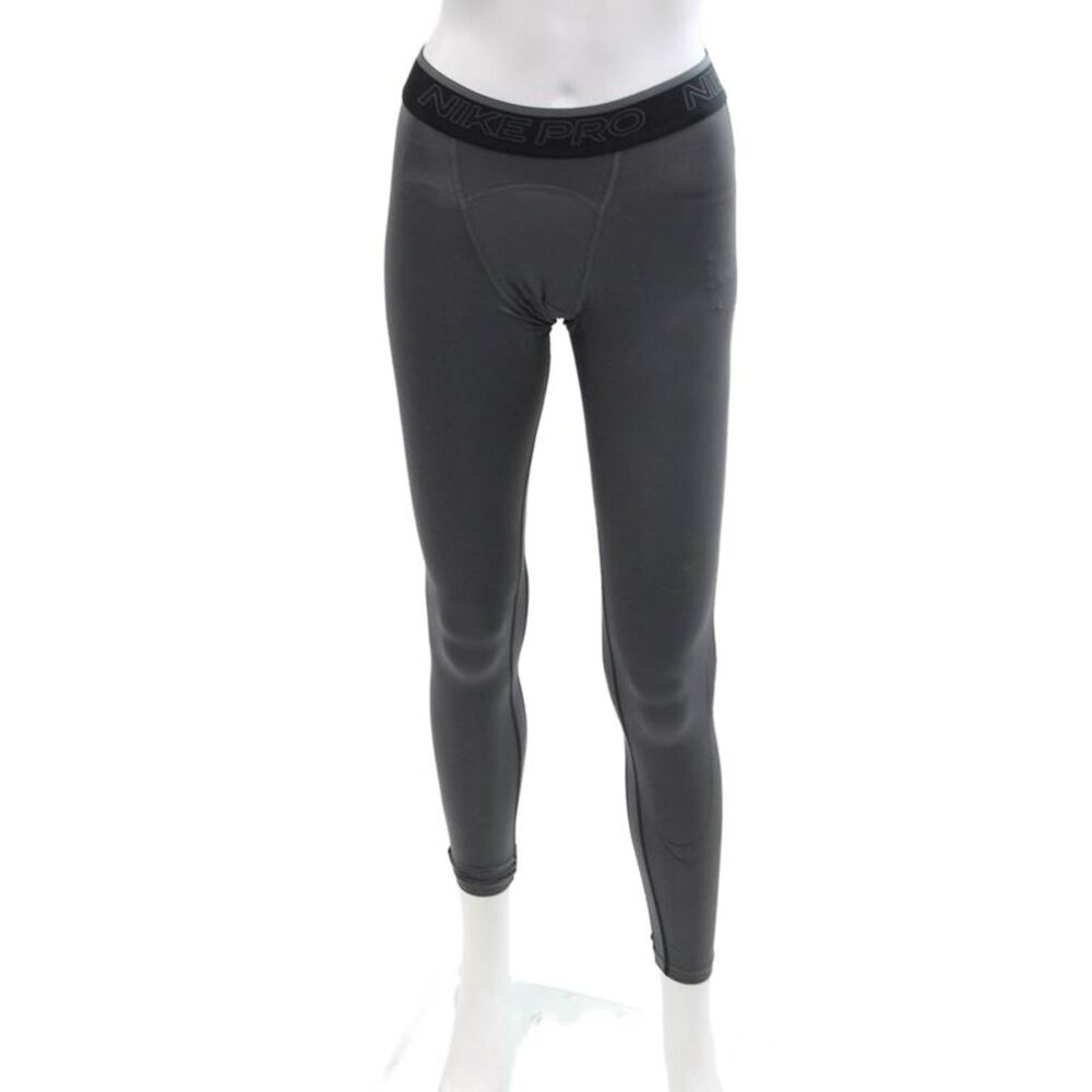Nike Womens Elastic Waist Contrast Stitching Athletic Leggings Gray Size S
